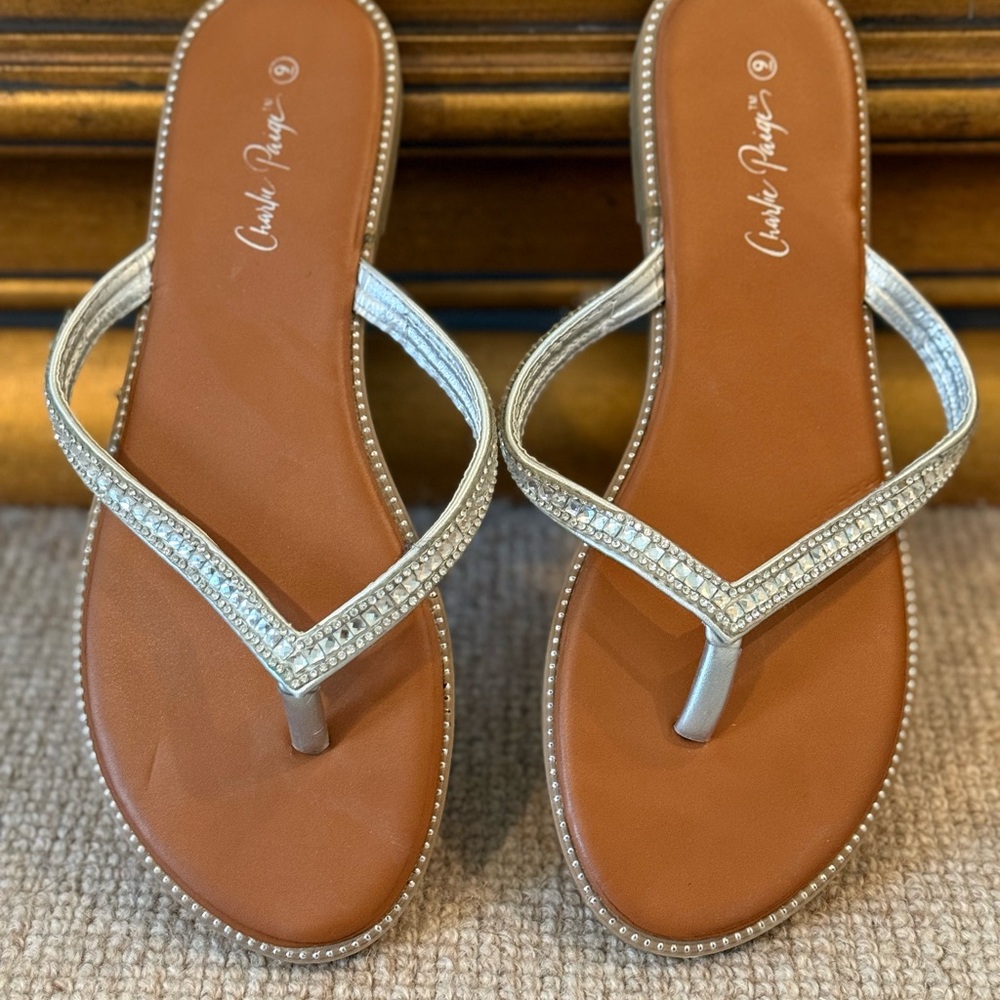 Charlie Paige Silver and Brown Women's Sandals